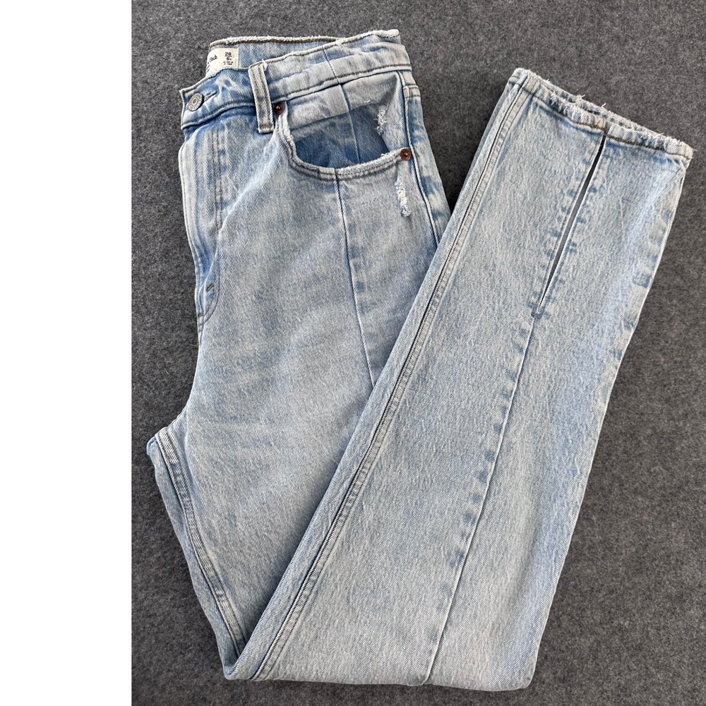 Abercrombie & Fitch Jeans 28/6R Blue Ultra High Rise 90s Straight Split Hem Y2K